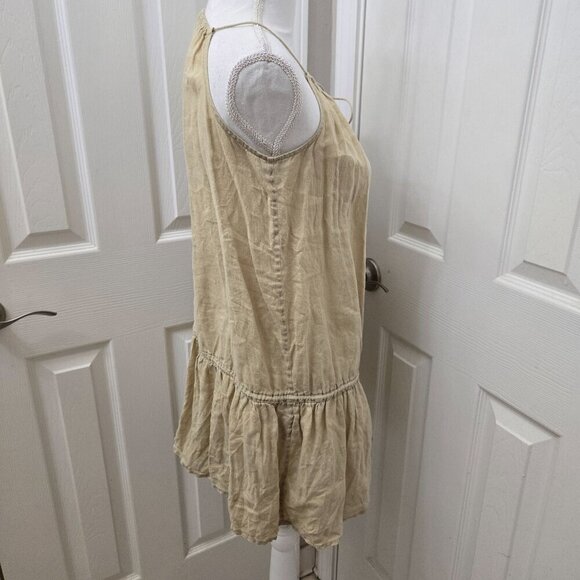 J. Crew Mini Dress Womens Small Halter Sleeveless Tan Linen Drop Waist Coastal - Picture 3 of 13